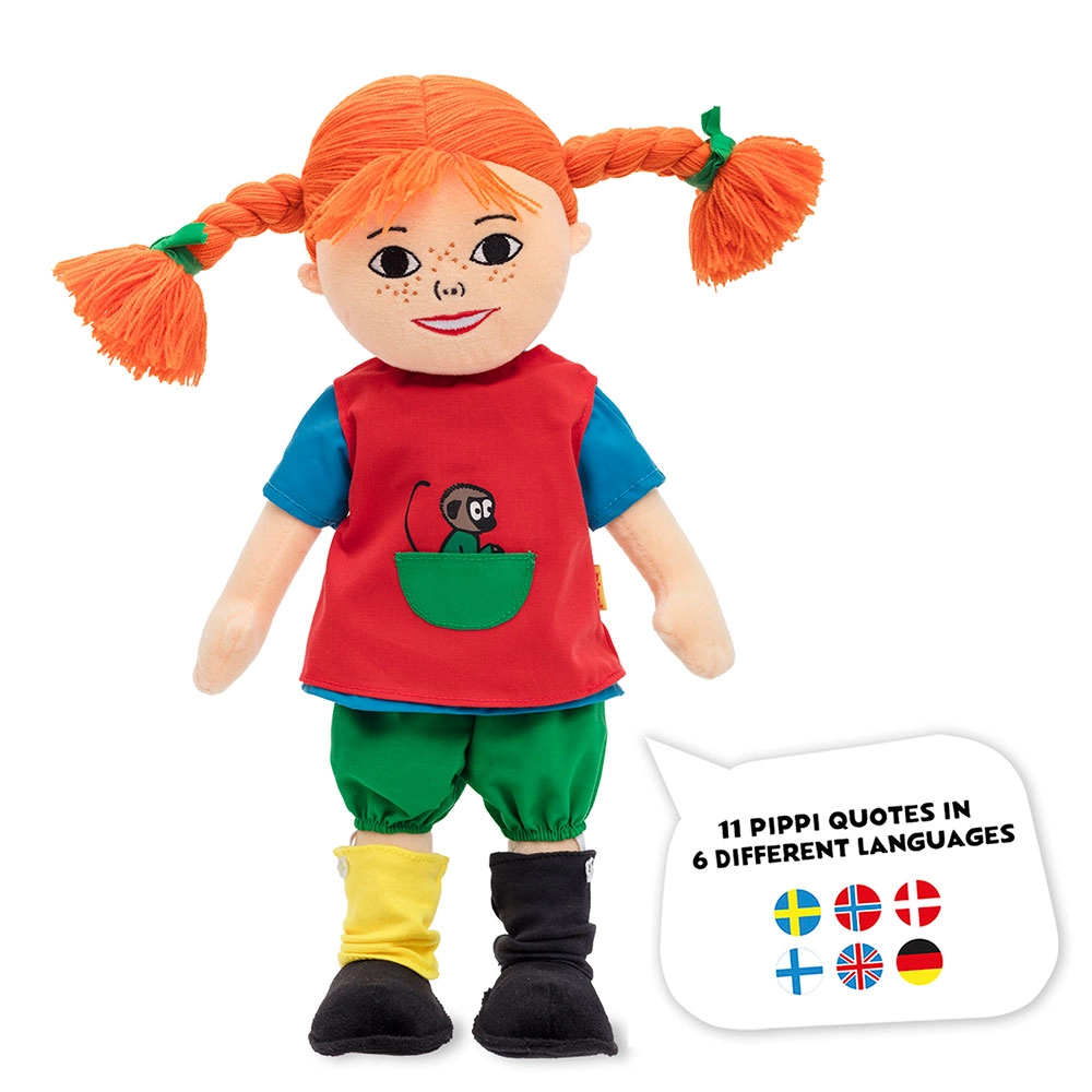 Měkká mluvící panenka Pippi Longstocking 40 cm