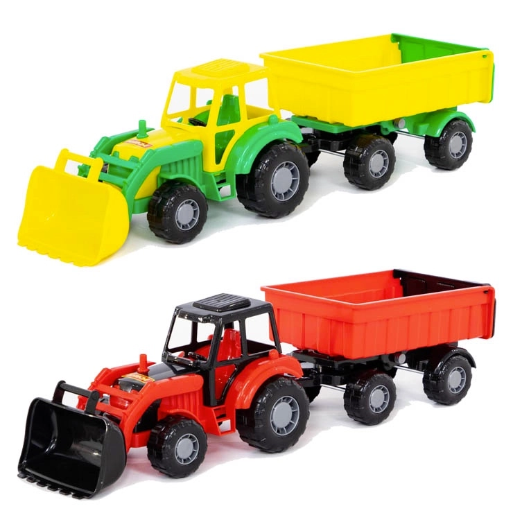 Plastový traktor s nakladačem a přívěsem