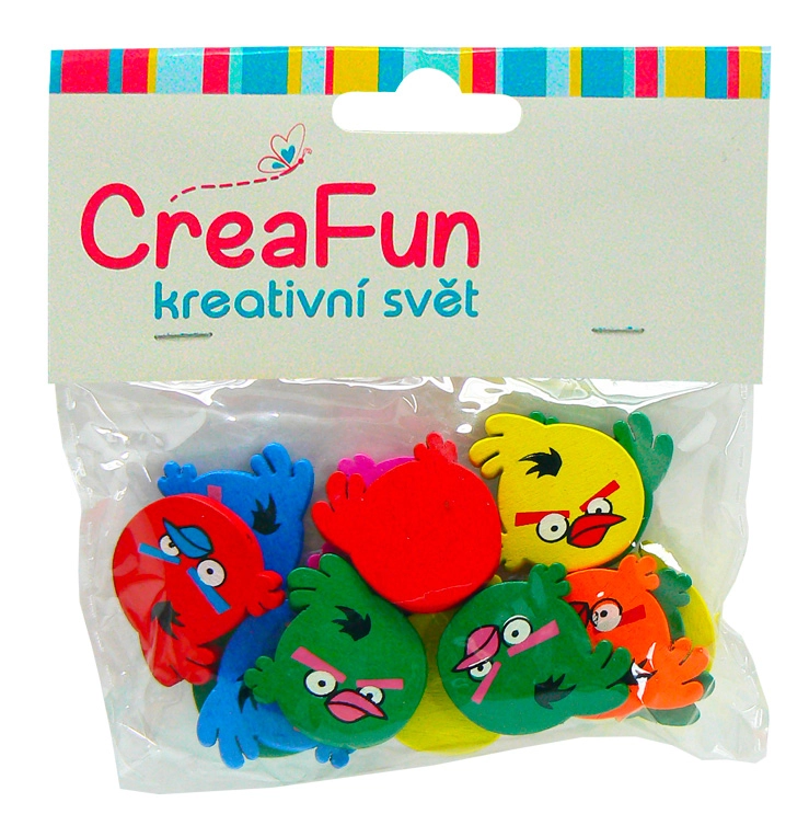 Angry Birds dřevěné dekorace 15 ks, průměr 25 mm