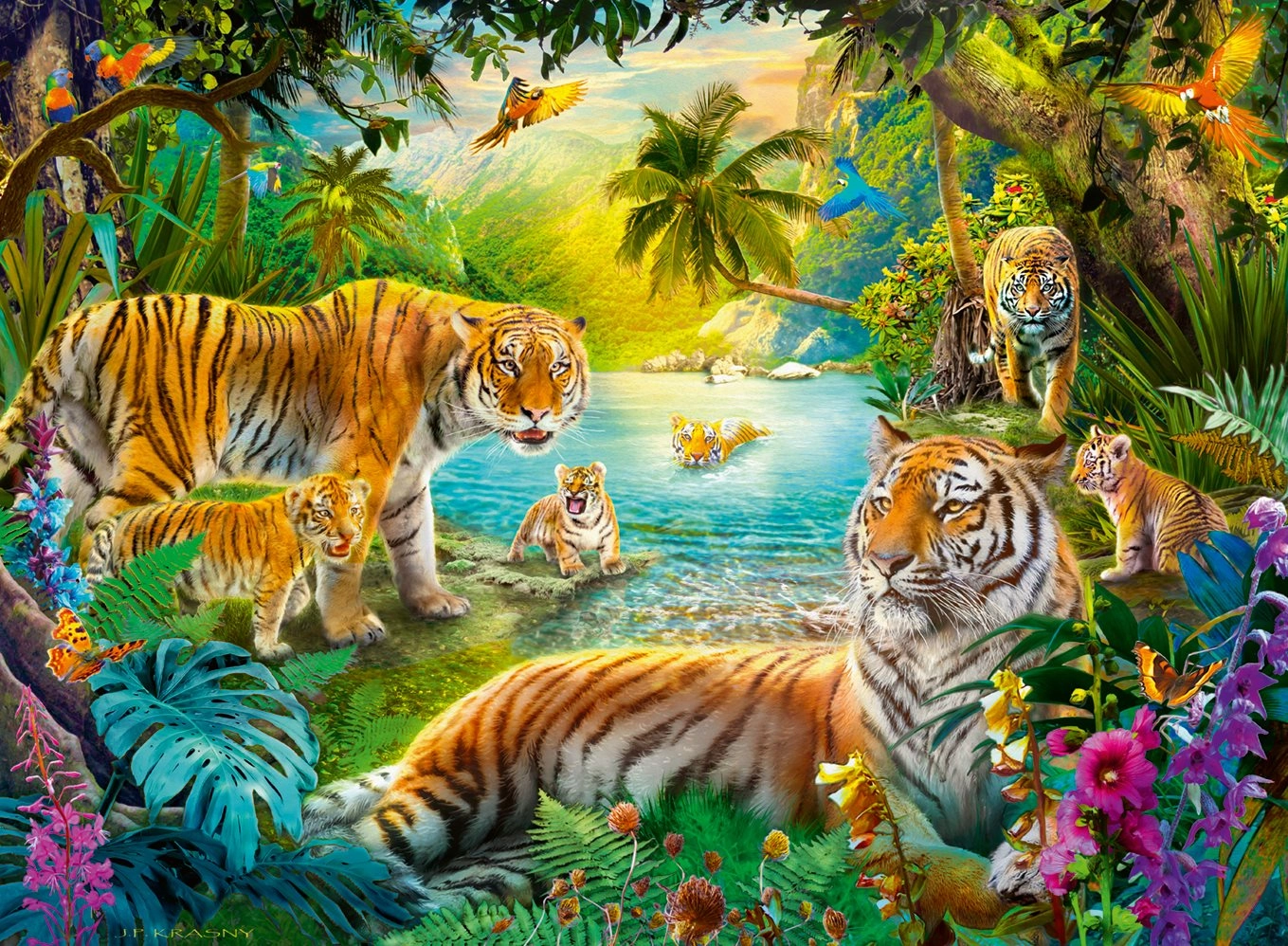 Ravensburger puzzle Oáza tygrů 500 dílků