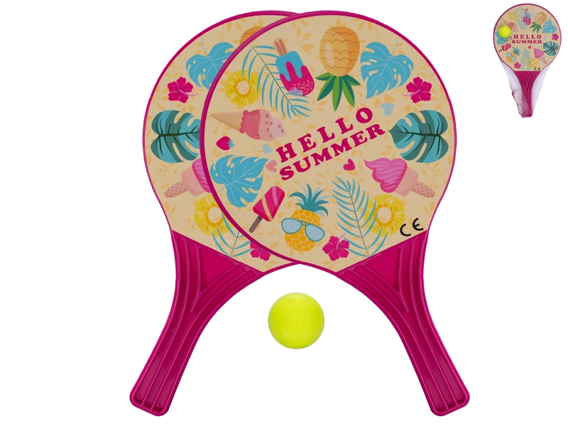 Plážové pálky s míčkem 37,5 cm – růžové