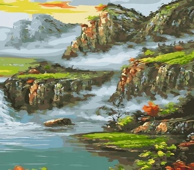 Norimpex Malování podle čísel Mlžné hory 40 × 50 cm