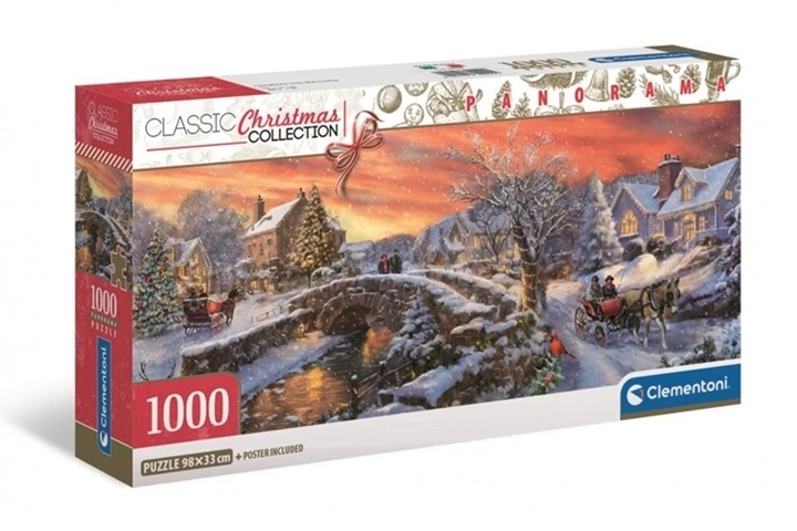 Clementoni panorama puzzle Vánoční městečko 1000 dílků