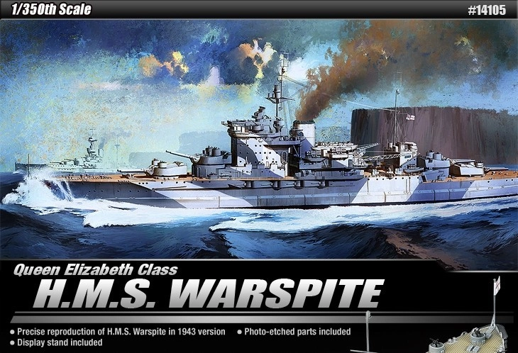 Academy Model Kit loď 14105 QUEEN ELIZABETH CLASS H.M.S. WARSPITE 1:350