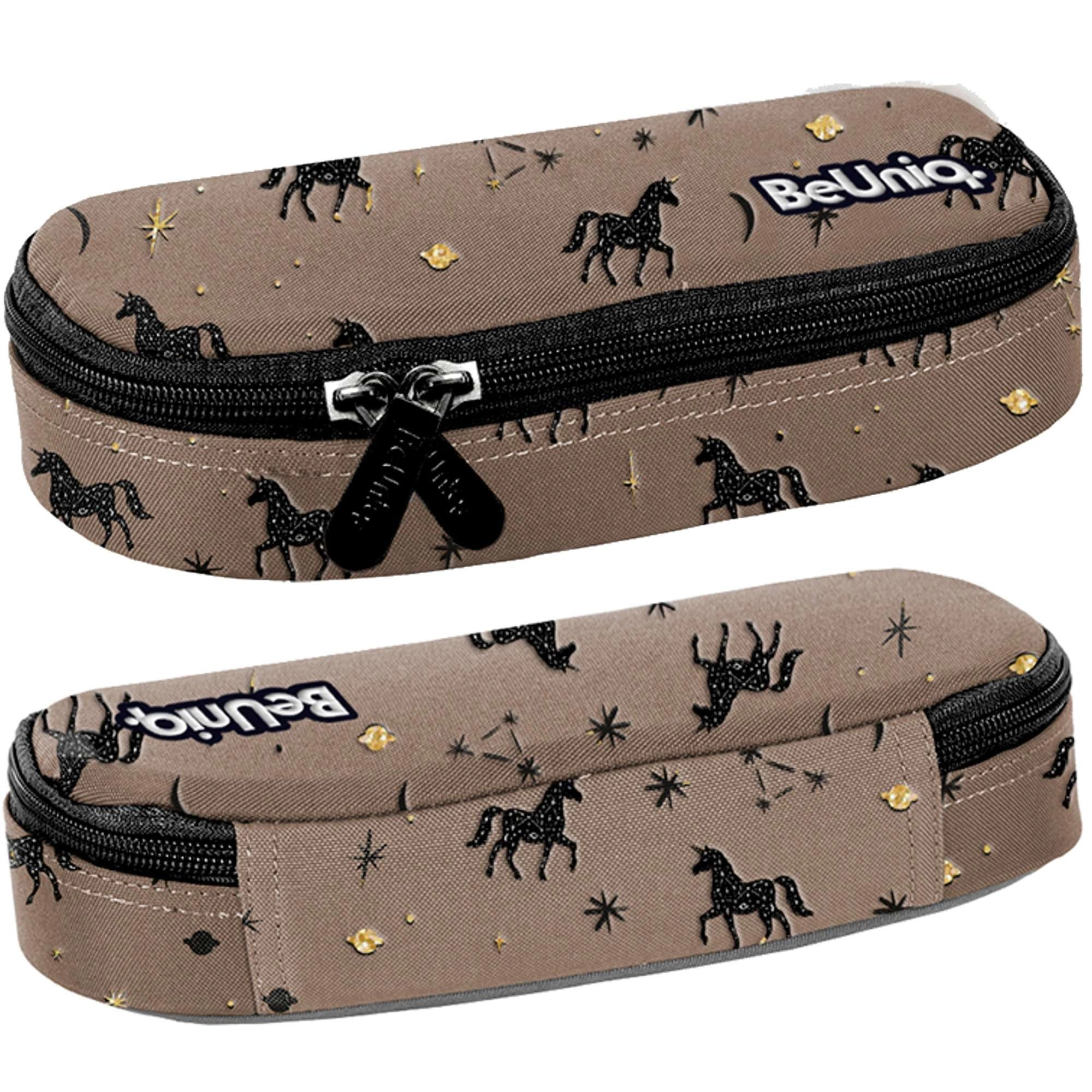 Paso školní penál jednokomorový hnědý s jednorožci