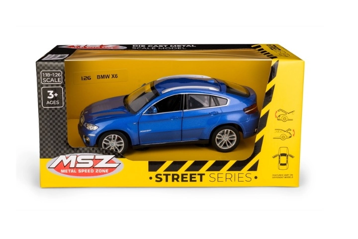 Model auta MSZ BMW X6 v měřítku 1:26 modrý