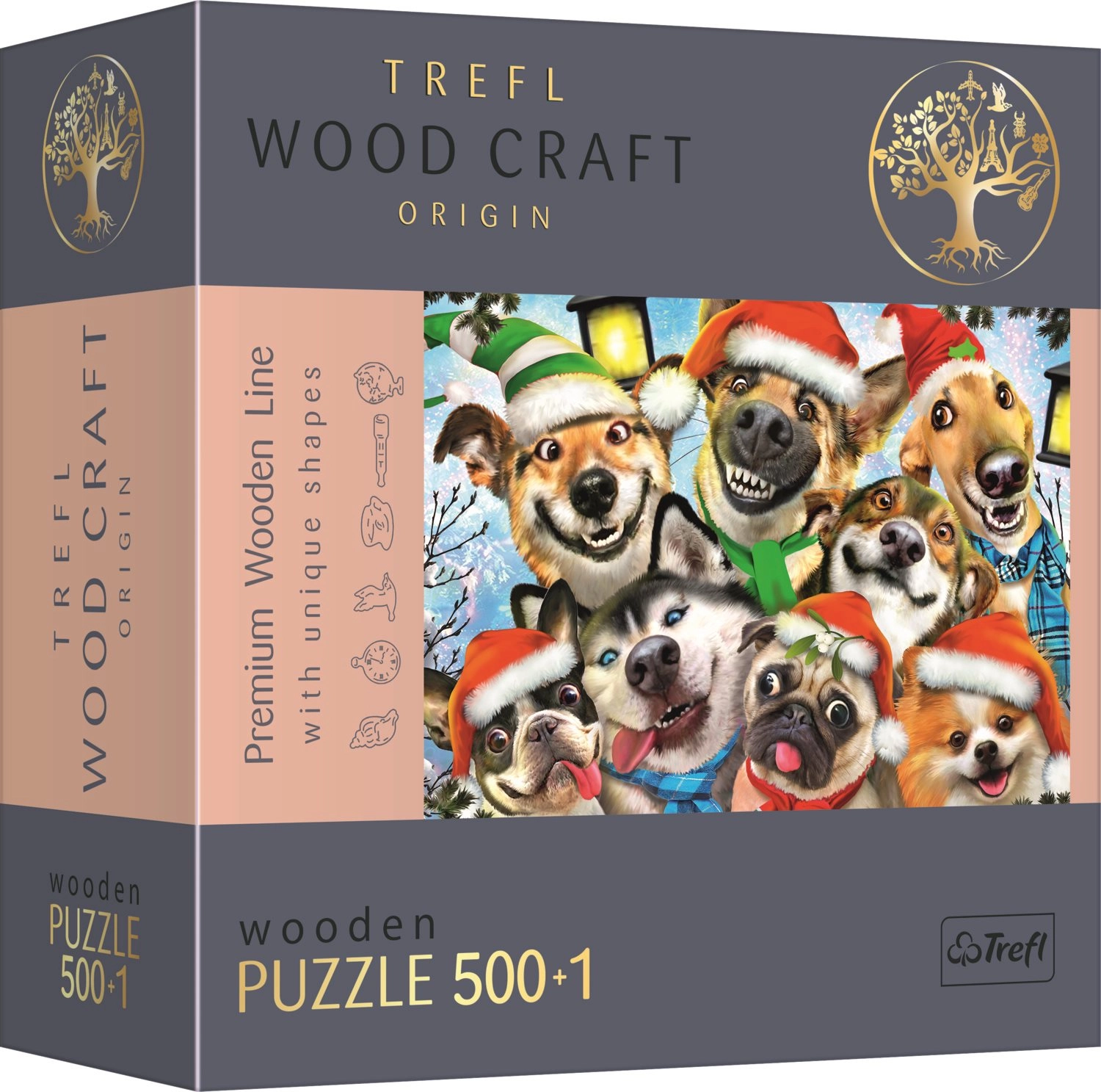 Dřevěné puzzle Vánoční psi 501 dílků