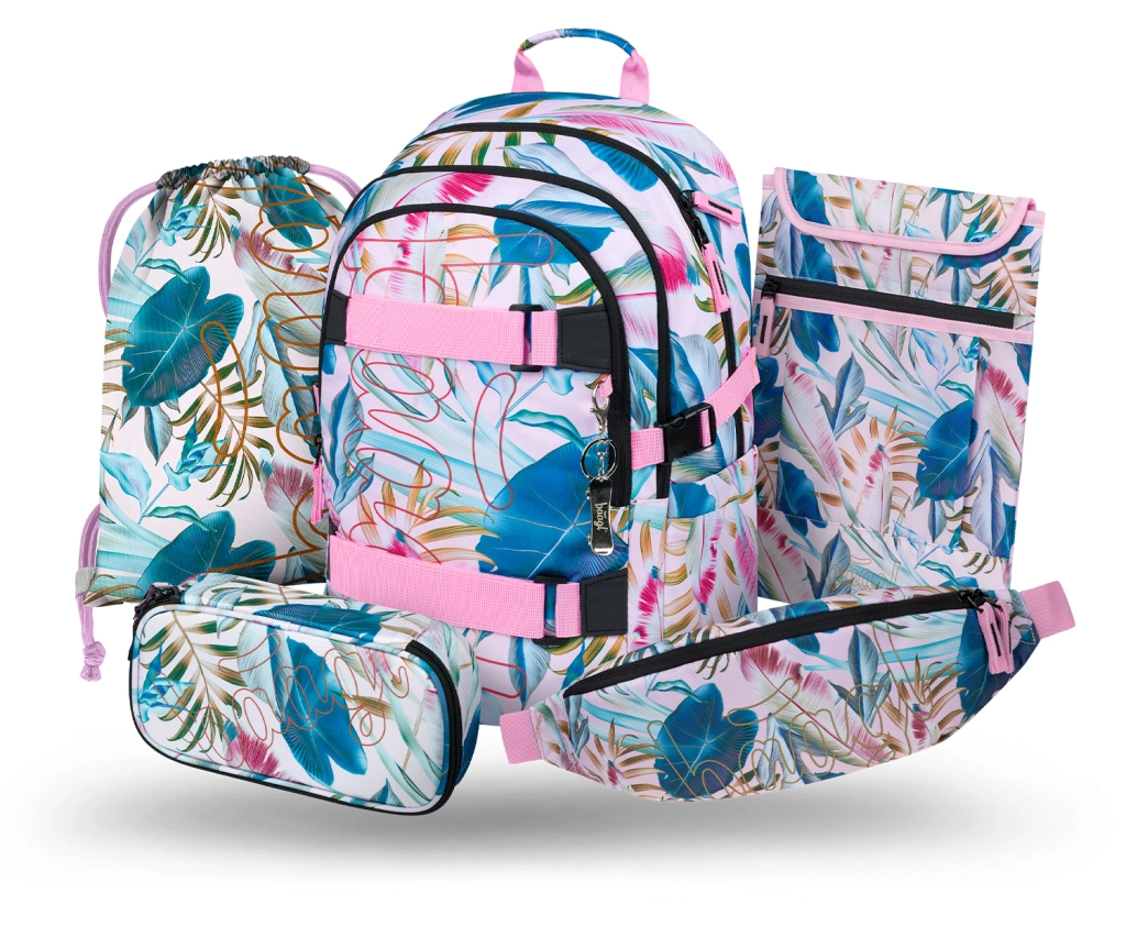 BAAGL SET 5 Skate Leafs: batoh, penál, sáček, ledvinka, obal na notebook Presco Group