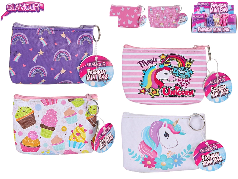 Glamour dětská peněženka se zipem 13 × 9 cm