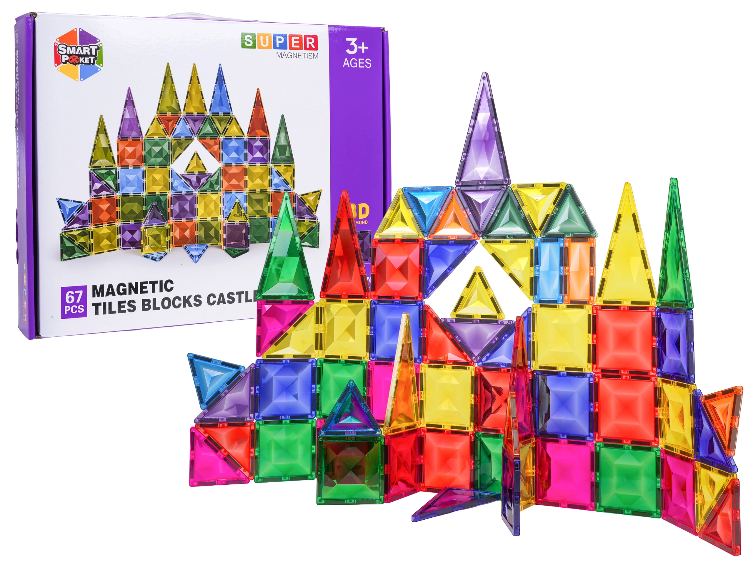 Sada magnetických stavebnic 3D, 67 dílů