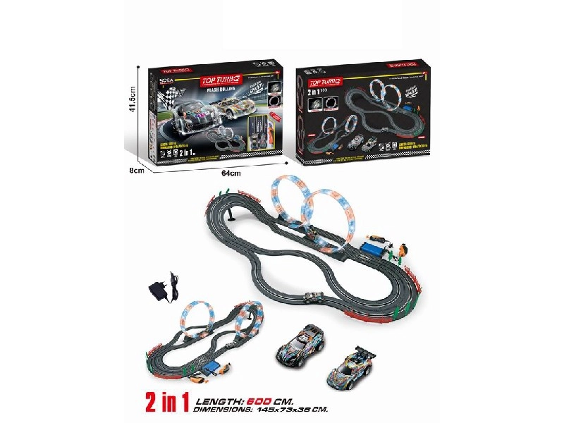 Levně Závodní autodráha 2v1 se smyčkou, 2 auta, 600 cm, 1:43