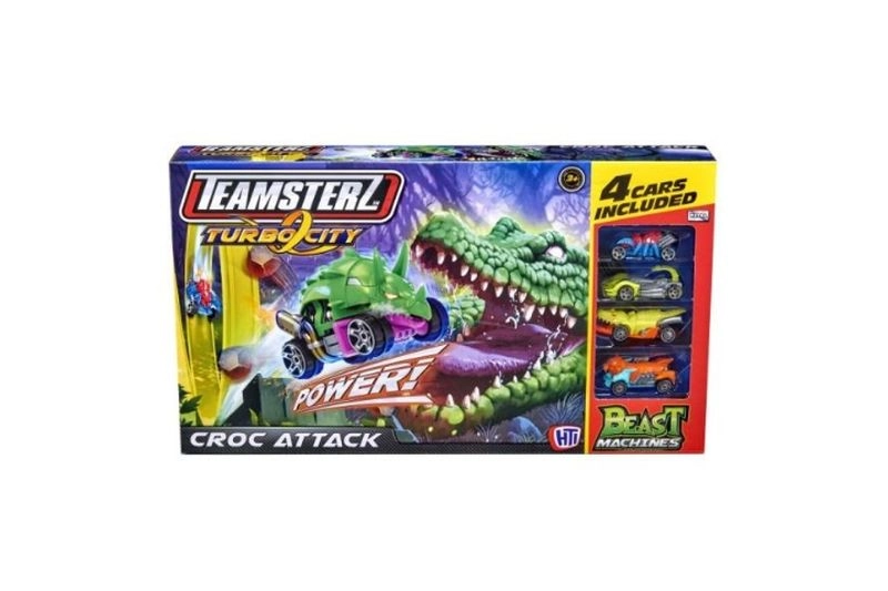 Teamsterz Turbo City croc attack – dráha s krokodýlem a 4 autíčky