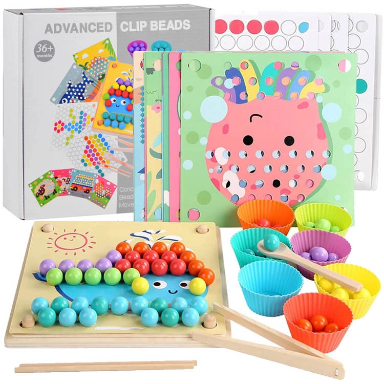 Majlo Toys vkládačka pro děti 3v1 Clip Beads