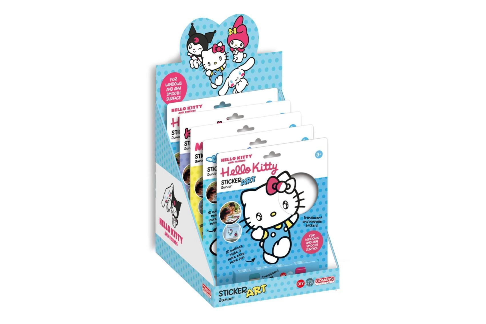 Okenní samolepky a omalovánky s barvami Hello Kitty a Kuromi (2 druhy), 19 × 23 cm