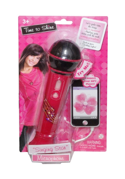 Růžový dětský mikrofon se světly a hudbou