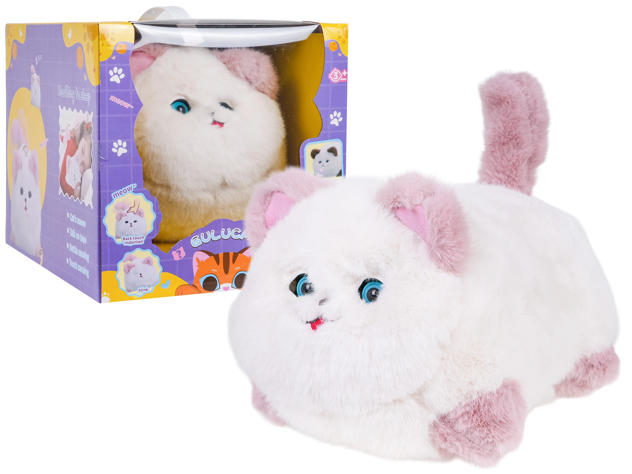 Interaktivní bílý koťátko – plyšová mluvící hračka