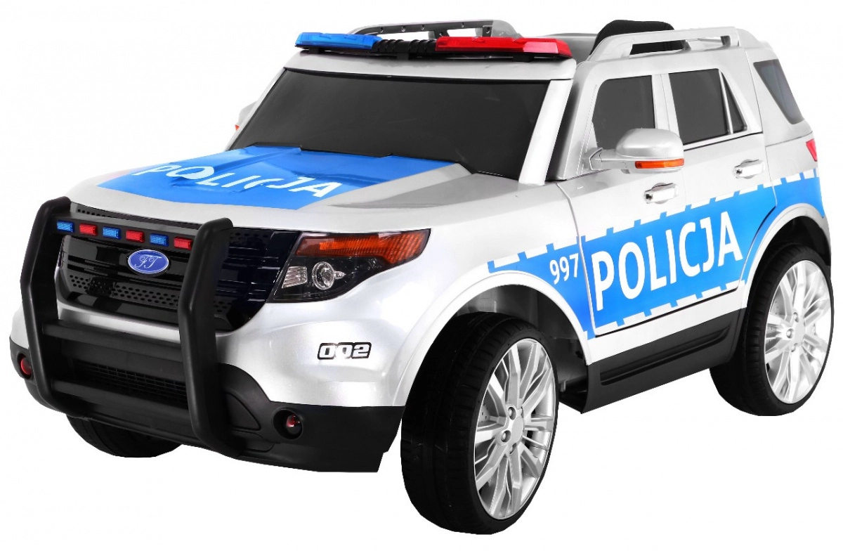 Dětské policejní auto SUV na baterie + sirény + světla + megafon + dálkové ovládání + pomalý start + EVA + samolepky