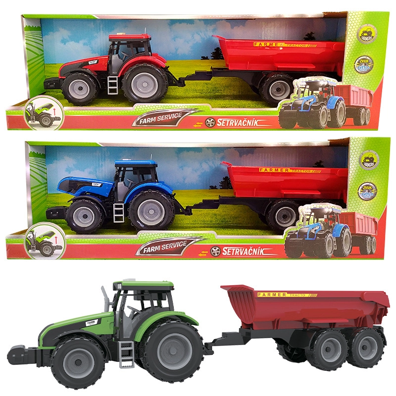 Levně Farmářský traktor s valníkem se světly a zvuky