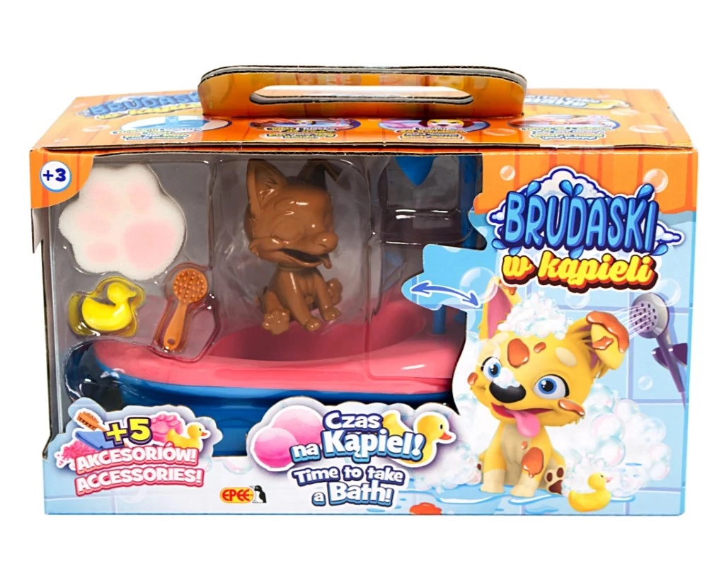 Interaktivní koupací sada s pejskem corgi – černo‑hnědý