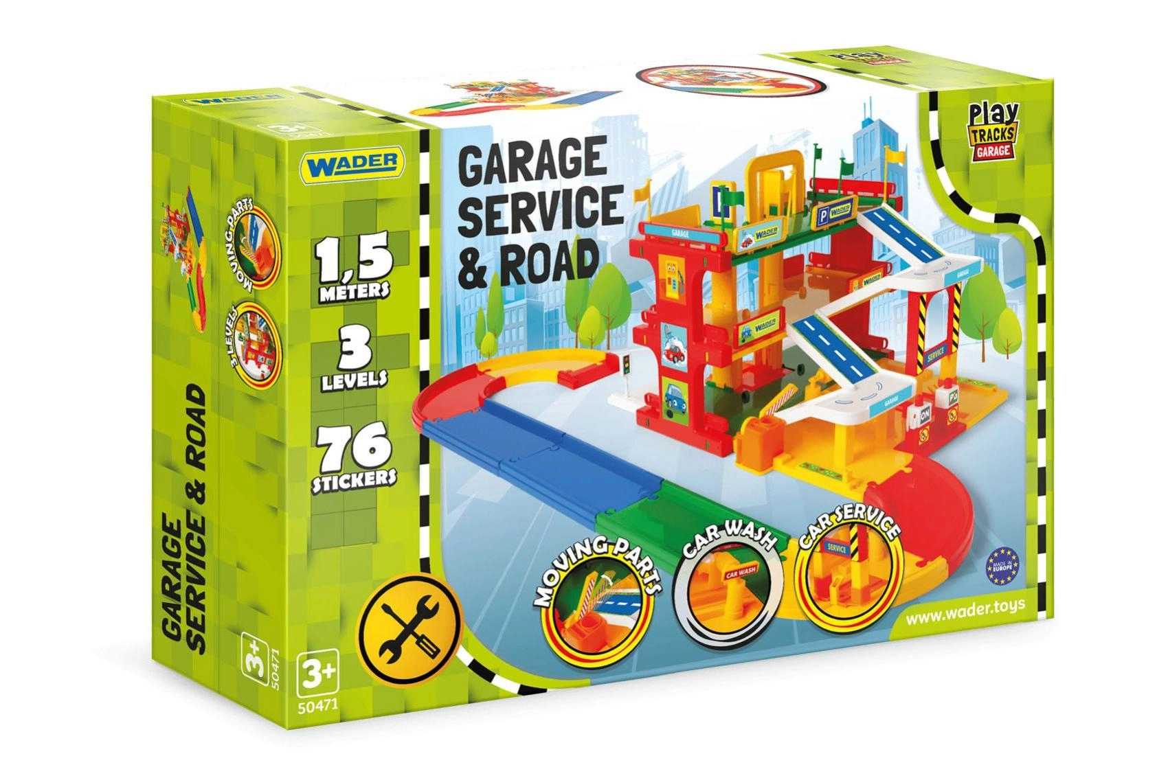 Garážový servis WADER, třípatrová dráha 1,5 m se 2 auty