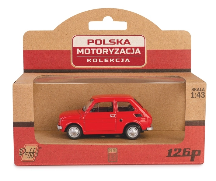 kovový model auta fiat 126p – červený 1:43