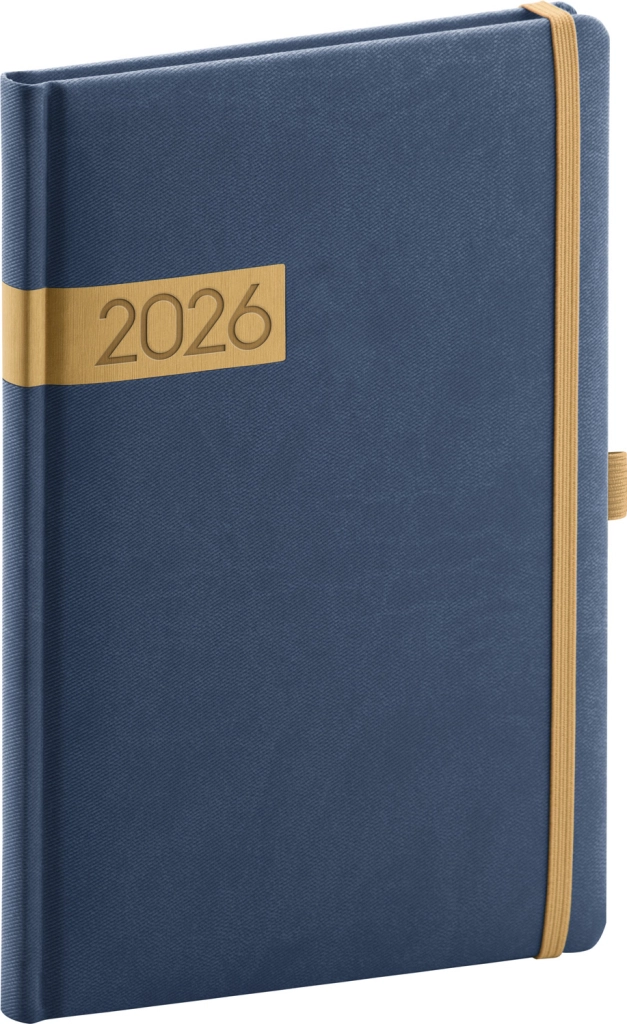 NOTIQUE Týdenní diář Twill 2026, modro-zlatý, 15 x 21 cm Presco Group