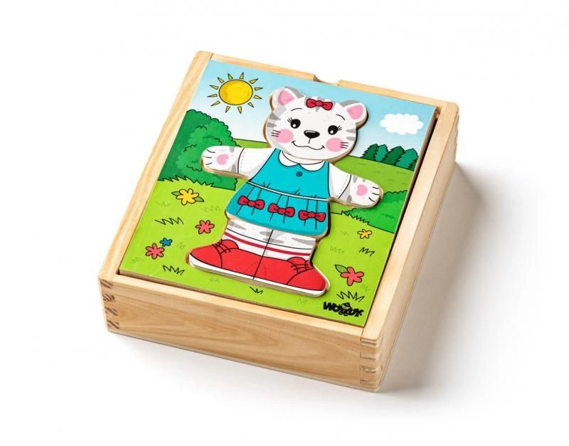 Levně Dřevěné oblékací puzzle koťátko