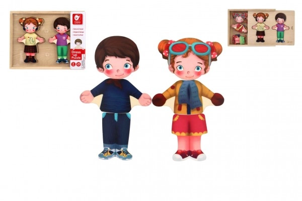 Teddies vkládačka oblékání dřevo holka kluk 26 ks