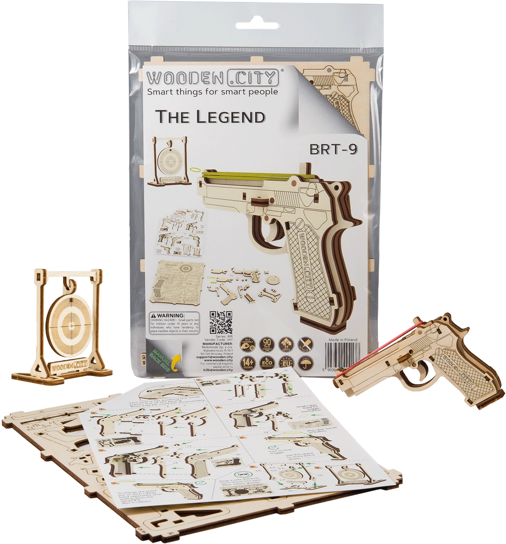 WOODEN CITY 3D puzzle Pistole Legend BRT 9, 31 ks