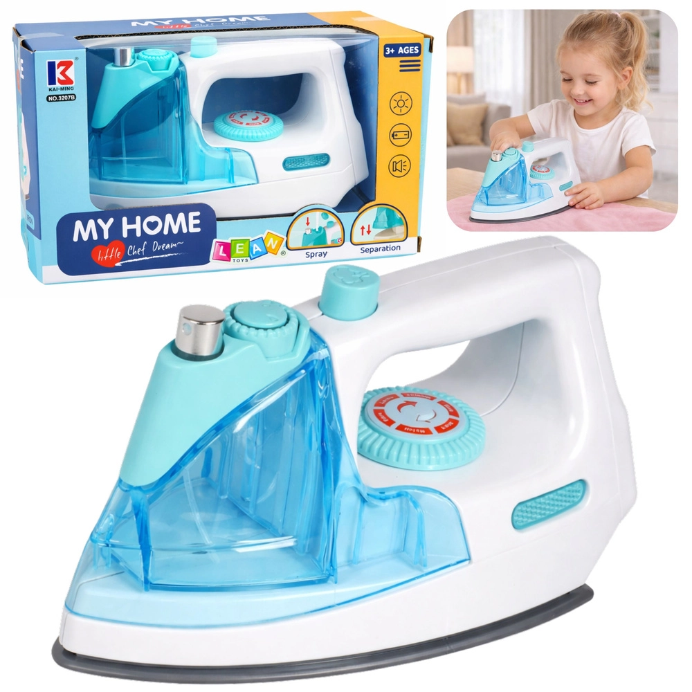 Dětská žehlička se sprškou, světlem a zvukem – modrá