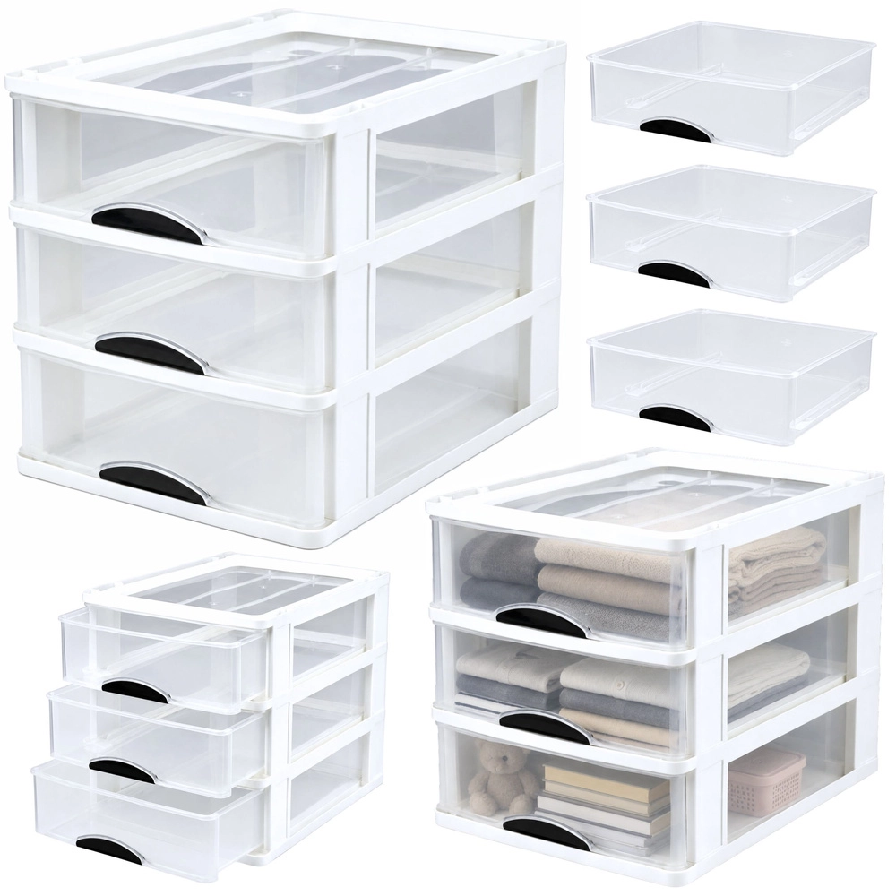 Multifunkční organizér se 3 zásuvkami, plastový box bílý