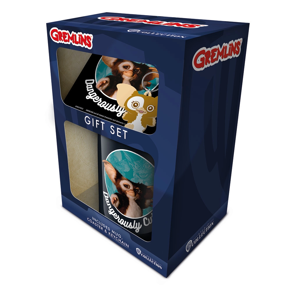 Levně Dárkový set GREMLINS – hrnek, klíčenka a podtácek