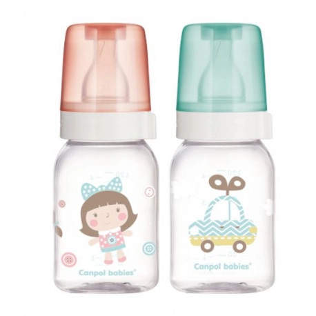 CANPOL BABIES Láhev sklo s potiskem 120 ml 