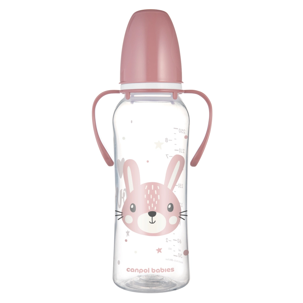 Canpol babies úzkohrdlá láhev s úchyty CUTE ANIMALS 250 ml – zajíc