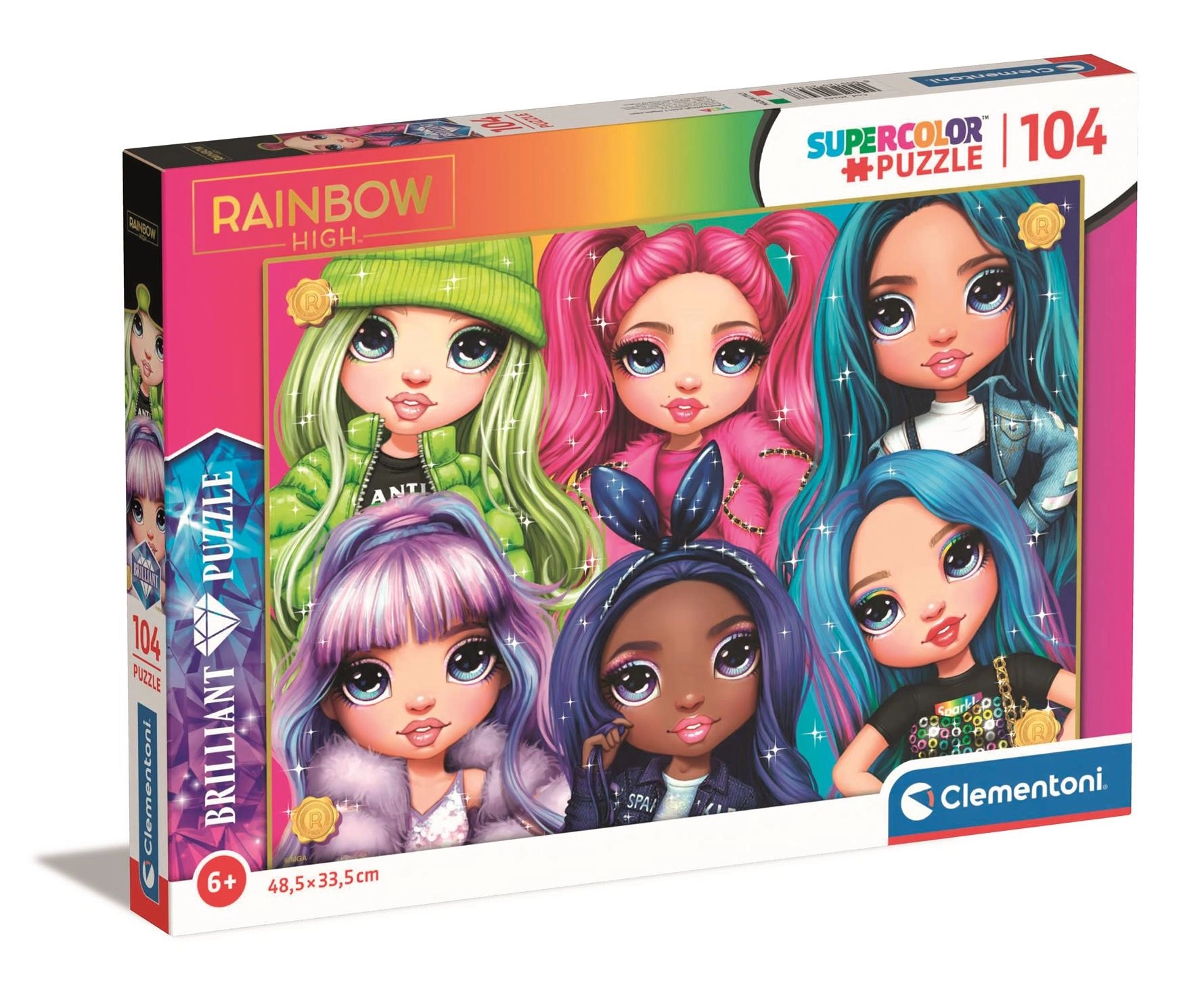 Levně Clementoni puzzle Rainbow High: Duhové kamarádky 104 dílků