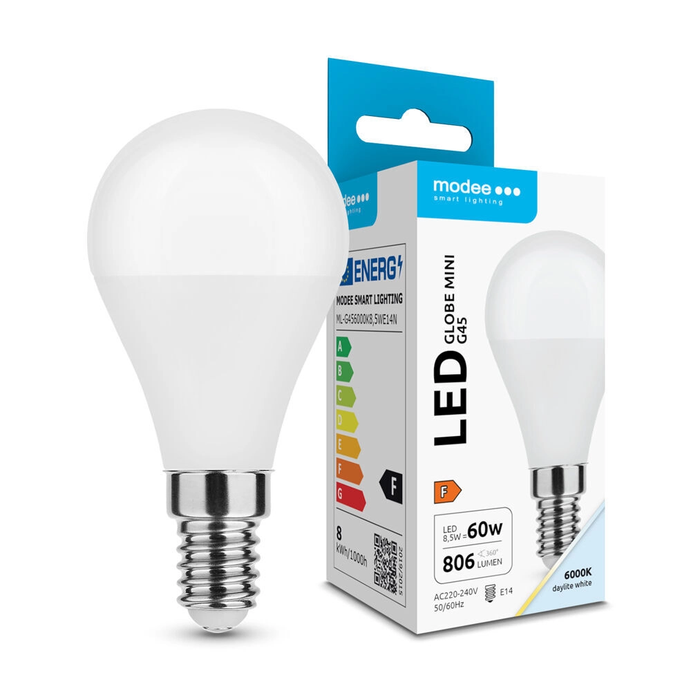 Modee LED žárovka Globe Mini G45 8,5 W E14 806 lm studená bílá
