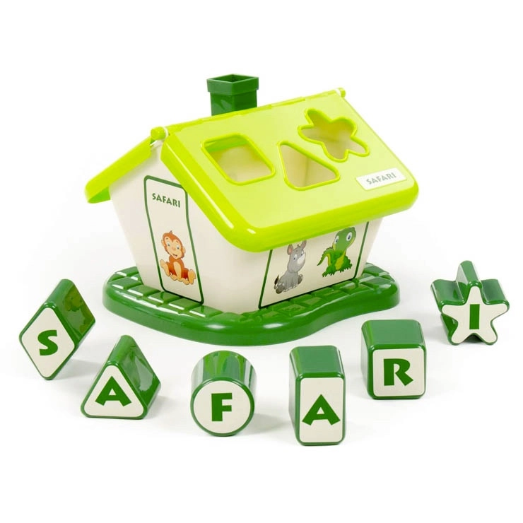 Safari vkládací domeček pro učení tvarů a písmen – zelený