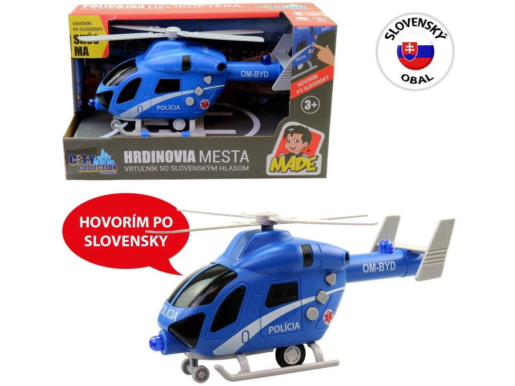 Policejní vrtulník na setrvačník se světlem a zvukem 20 cm MaDe