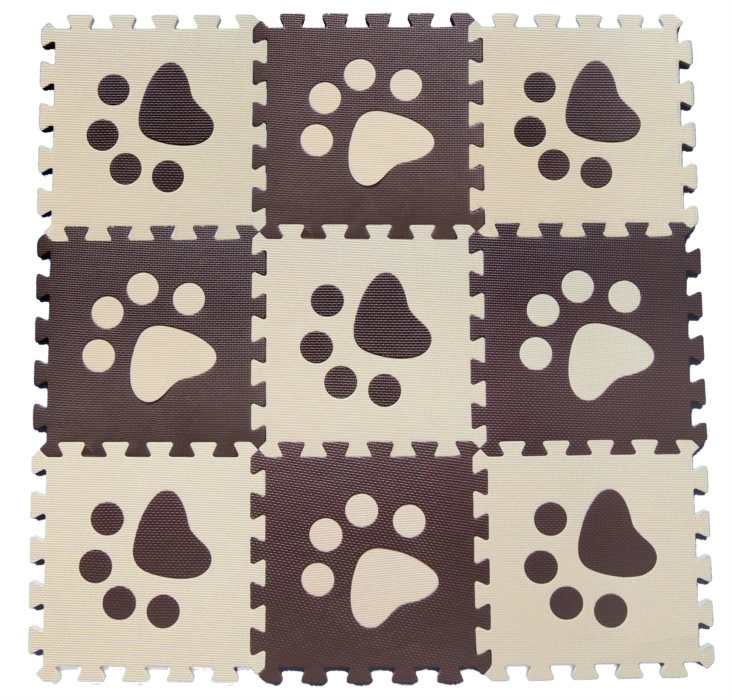 Levně Pěnové dětské podlahové puzzle – hnědé tlapky 29,5 × 29,5 cm