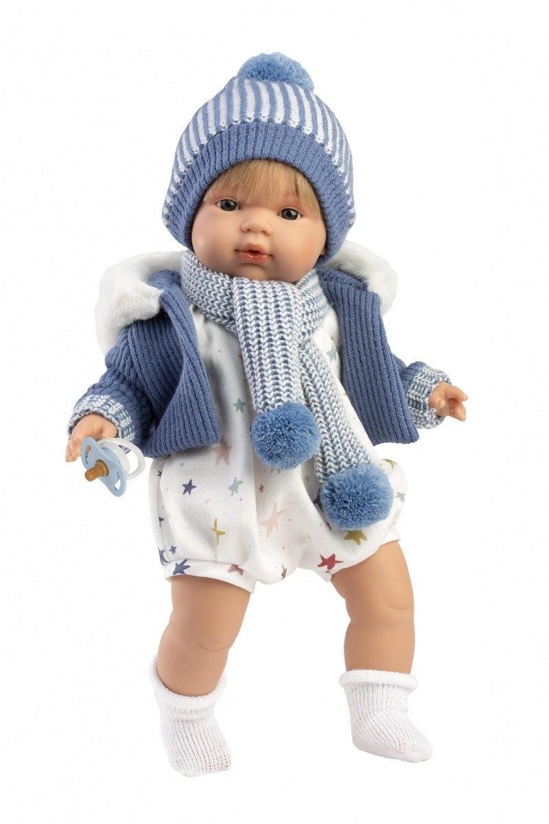 Llorens 38573 SASHA - realistická panenka se zvuky a měkkým látkovým tělem 38 cm
