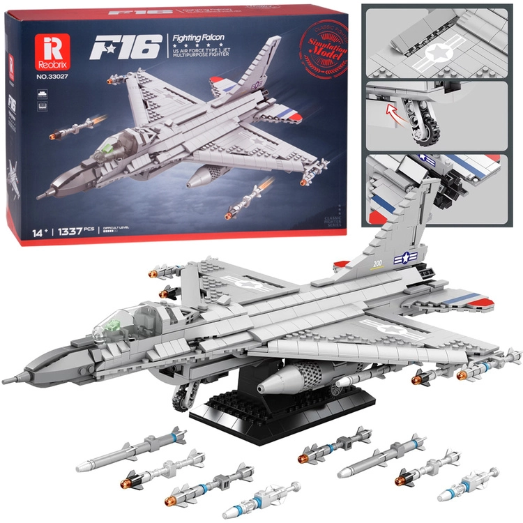 Stavebnice REOBRIX stíhací letoun F-16 Fighting Falcon (1337 dílků)