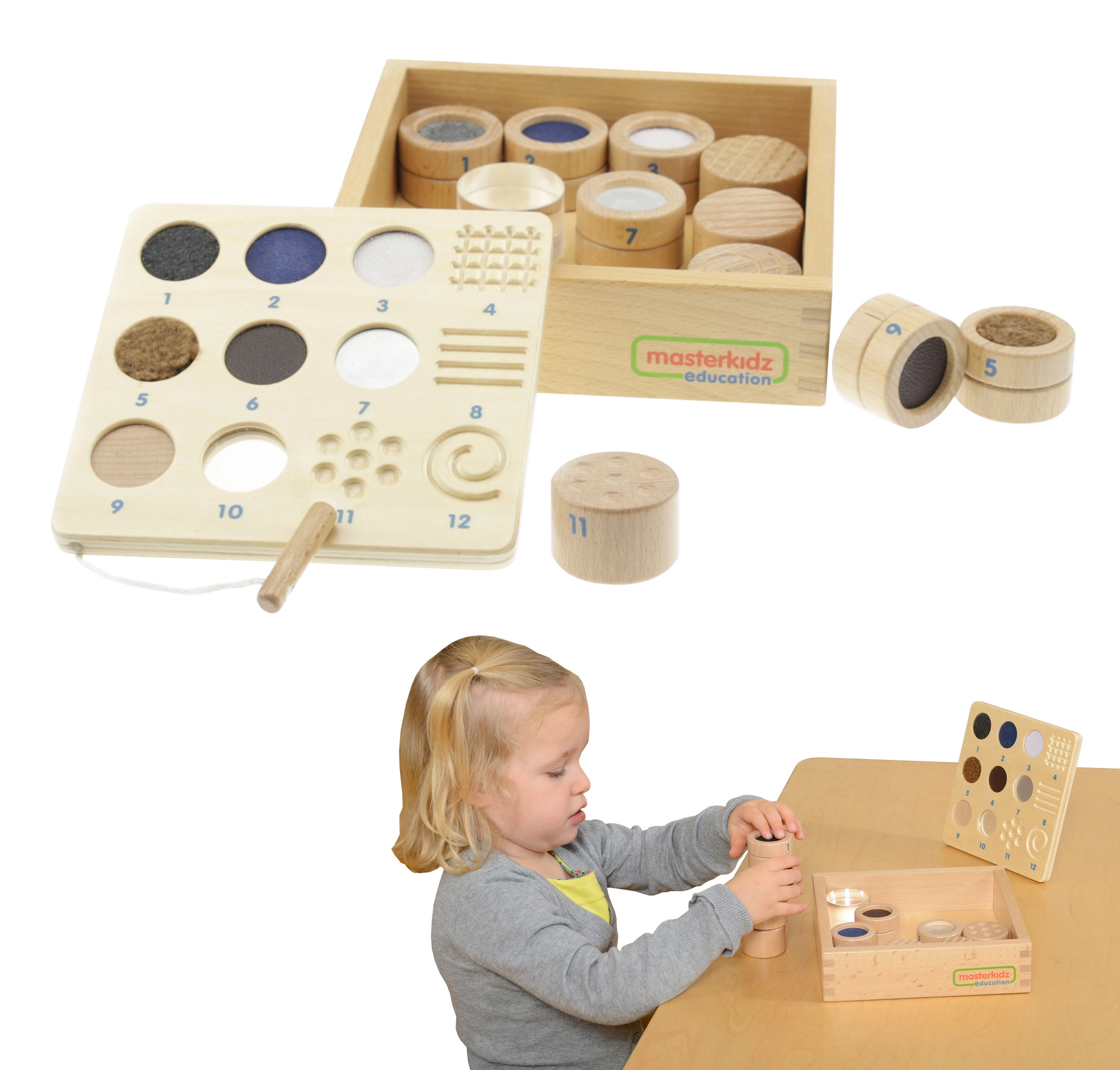 Levně smyslová hra na hmat materiál a textura 12 prvků montessori