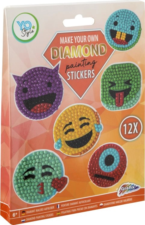 Diamantové malování samolepky Smajlíci 12ks GRAFIX