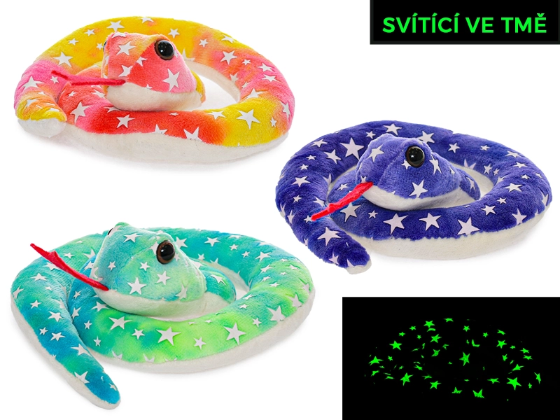Plyšový had se svítícími prvky 18 cm