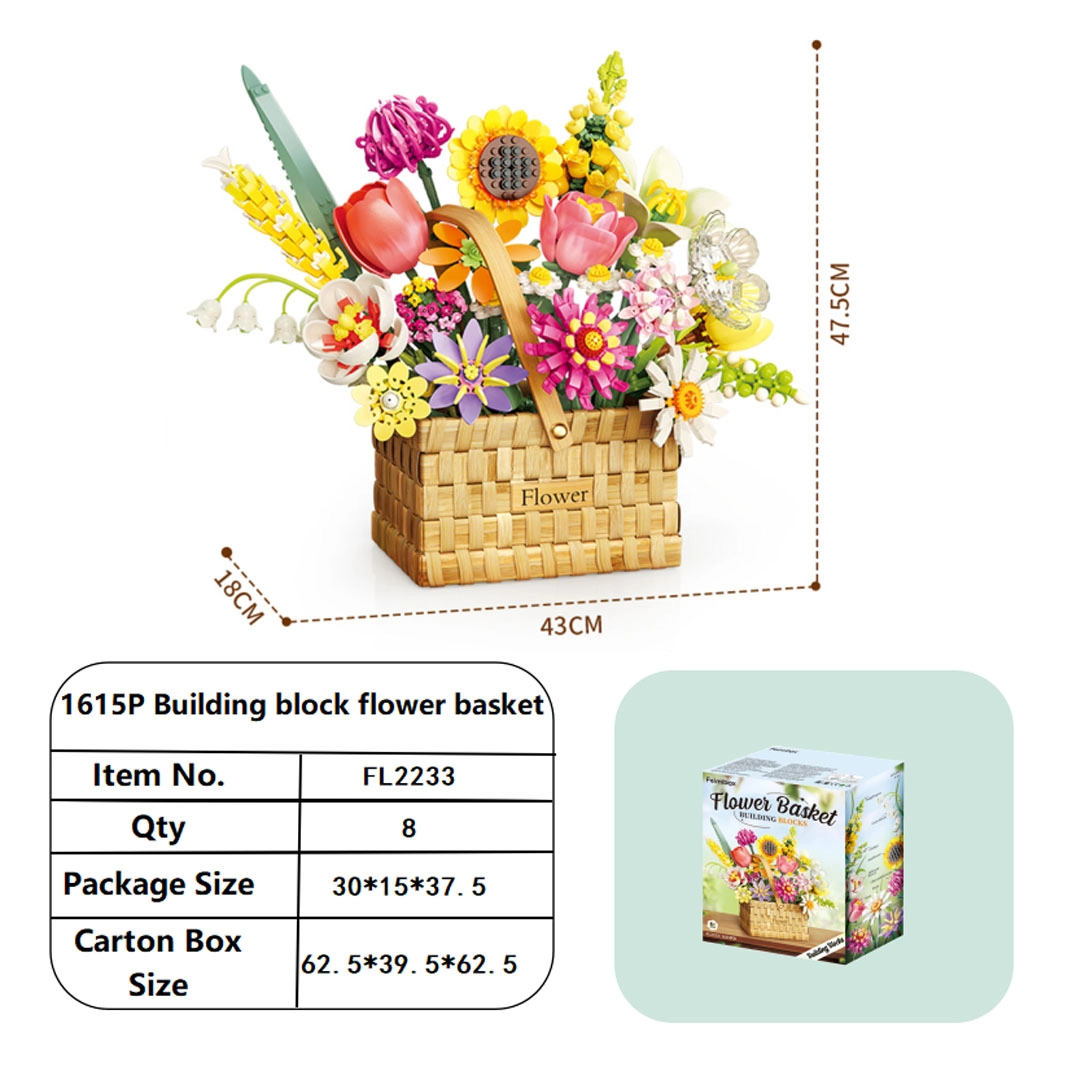 Stavebnice jarní kytice v košíku, 1615 dílků