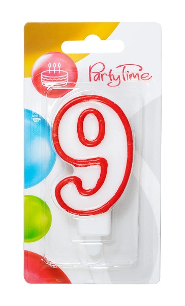 Narozeninová svíčka číslice 9 červená