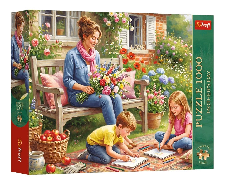Puzzle Premium Plus rodina v zahradě 1000 dílků