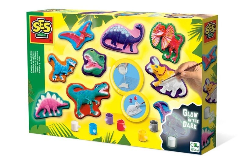 SES CREATIVE Odlévání a malování ze sádry Barevní dinosauři kreativní set v krabici