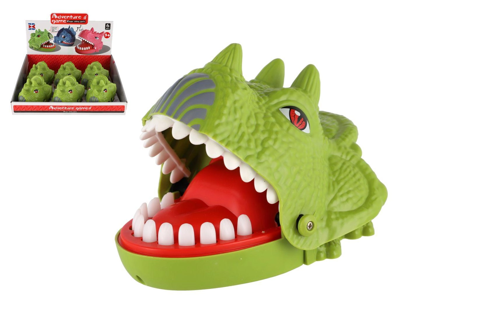 Postřehová hra kousání prstů dinosaurus