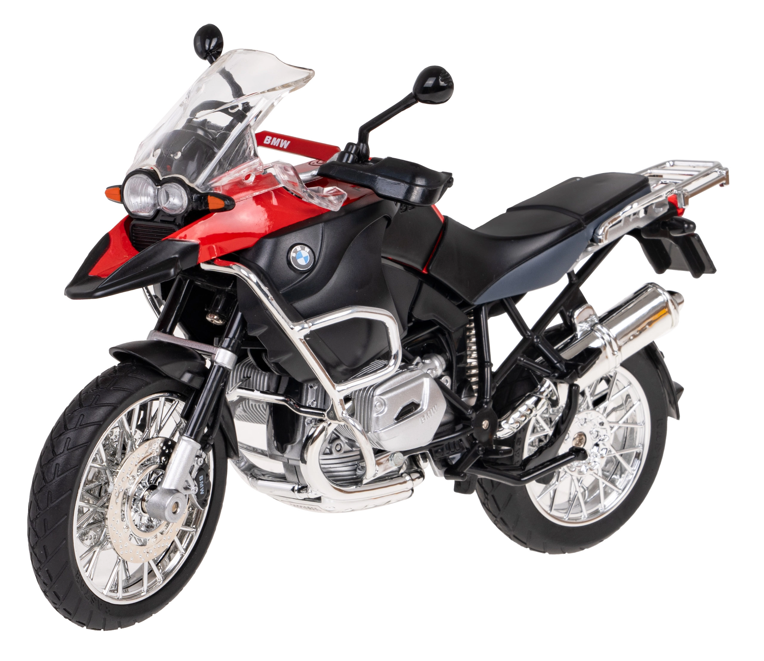 motocykl bmw r 1200 gs model 1:9 rastar – Červená